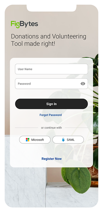 Login page for mobile