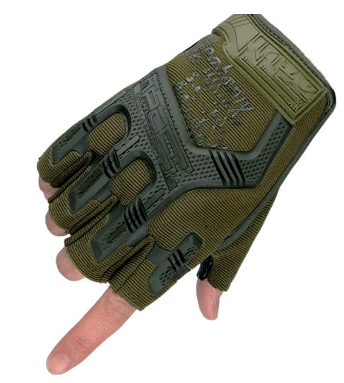 Mechanix Wear M-pact  half Finger Gloves Green LARGE