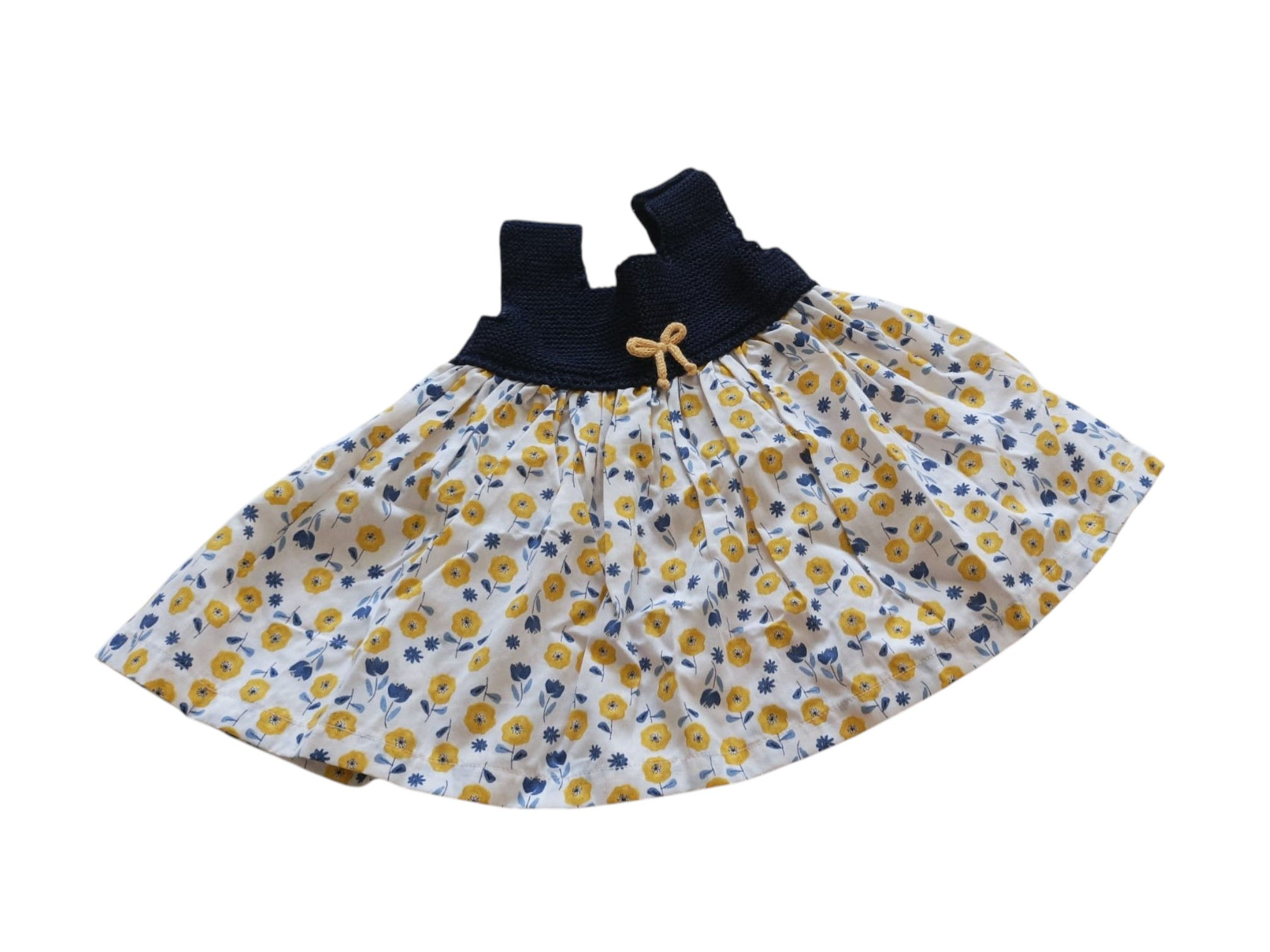 Vestido flores amarelo e azul