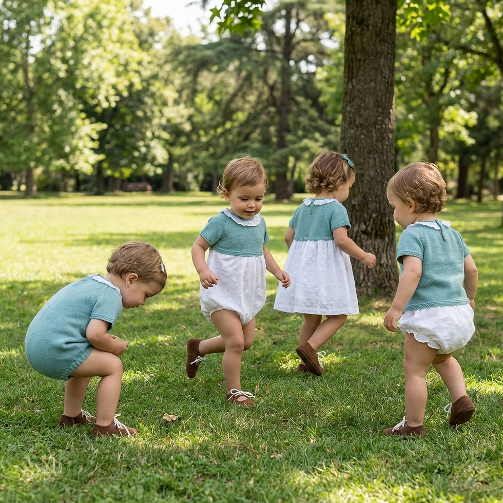 Thumbnail: Conjunto verde água: Camisola malha + Tapa fraldas tecido