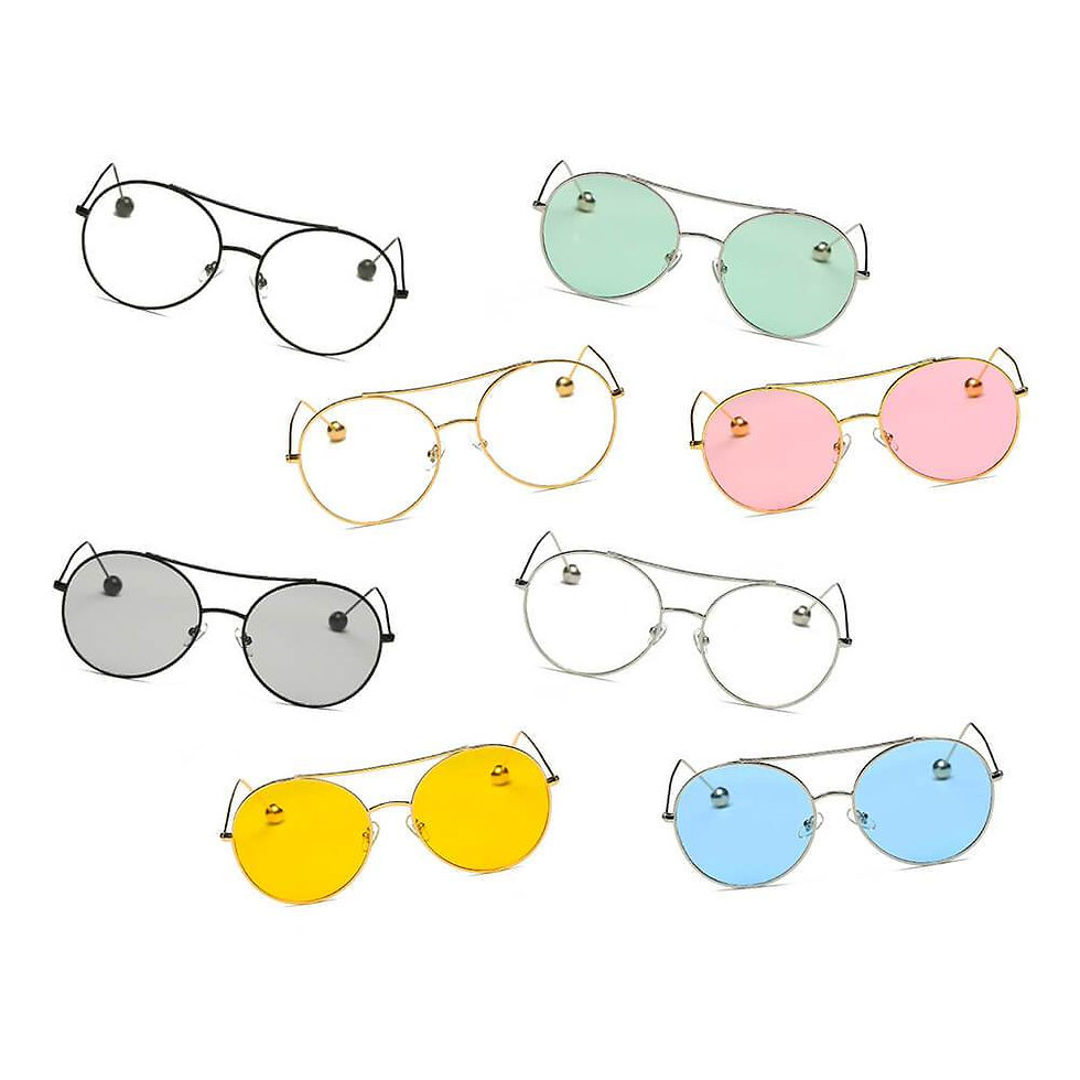Thumbnail: EUREKA | Unisex Round Tinted Lens Aviator Clear Glasses Balled Sunglasses