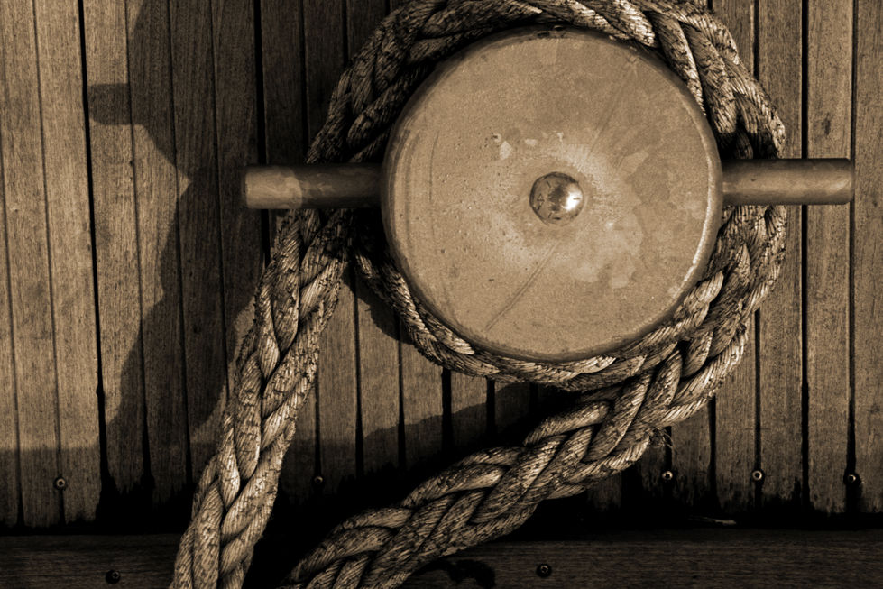 Classic Vintage Dock Cleff with Rope Sepia, Canvas or Paper Print -0008