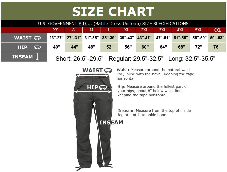 Xl Pants Size Chart Greenbushfarm