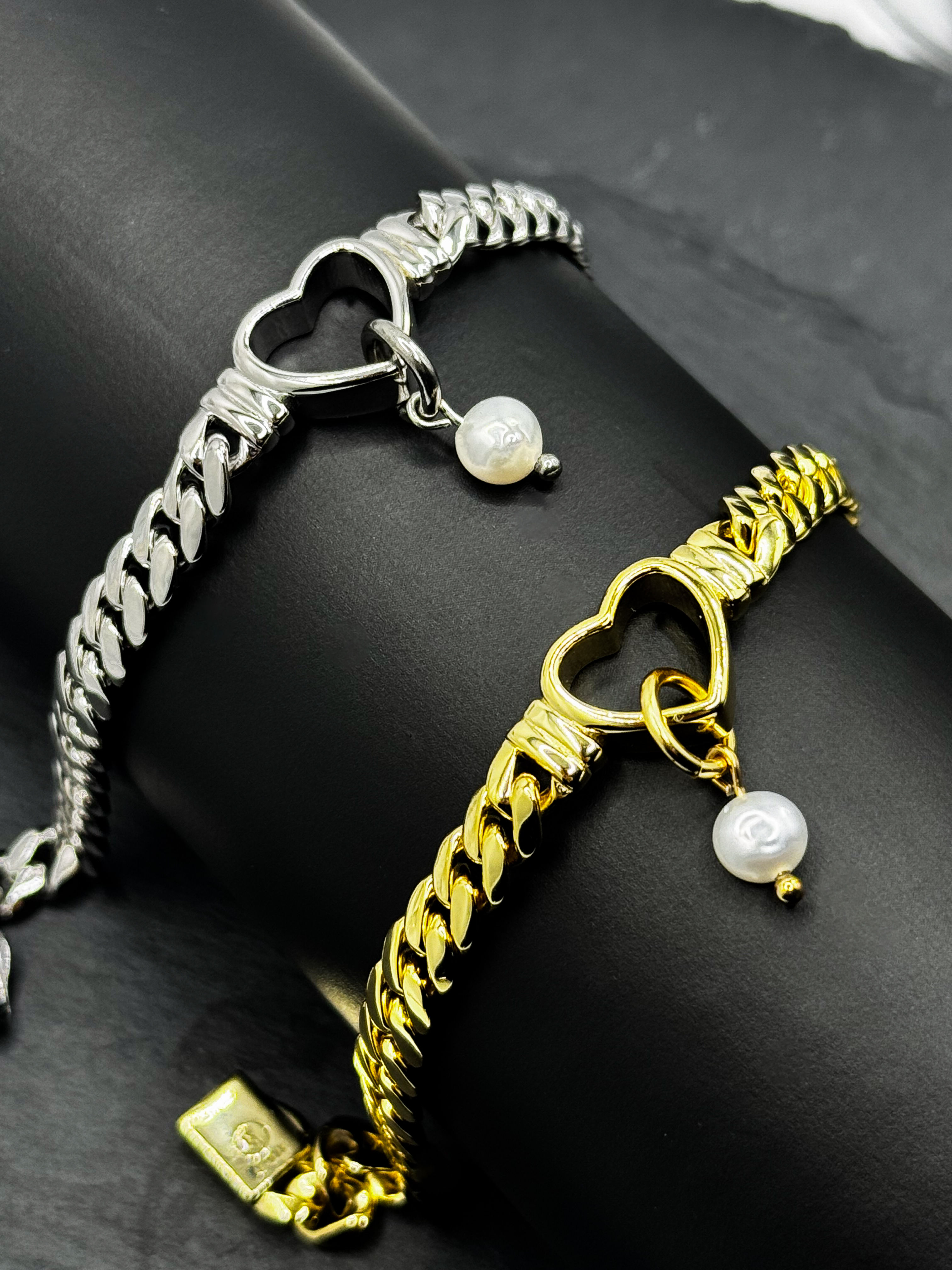 Sterling Silver Pearl Heart Bracelet