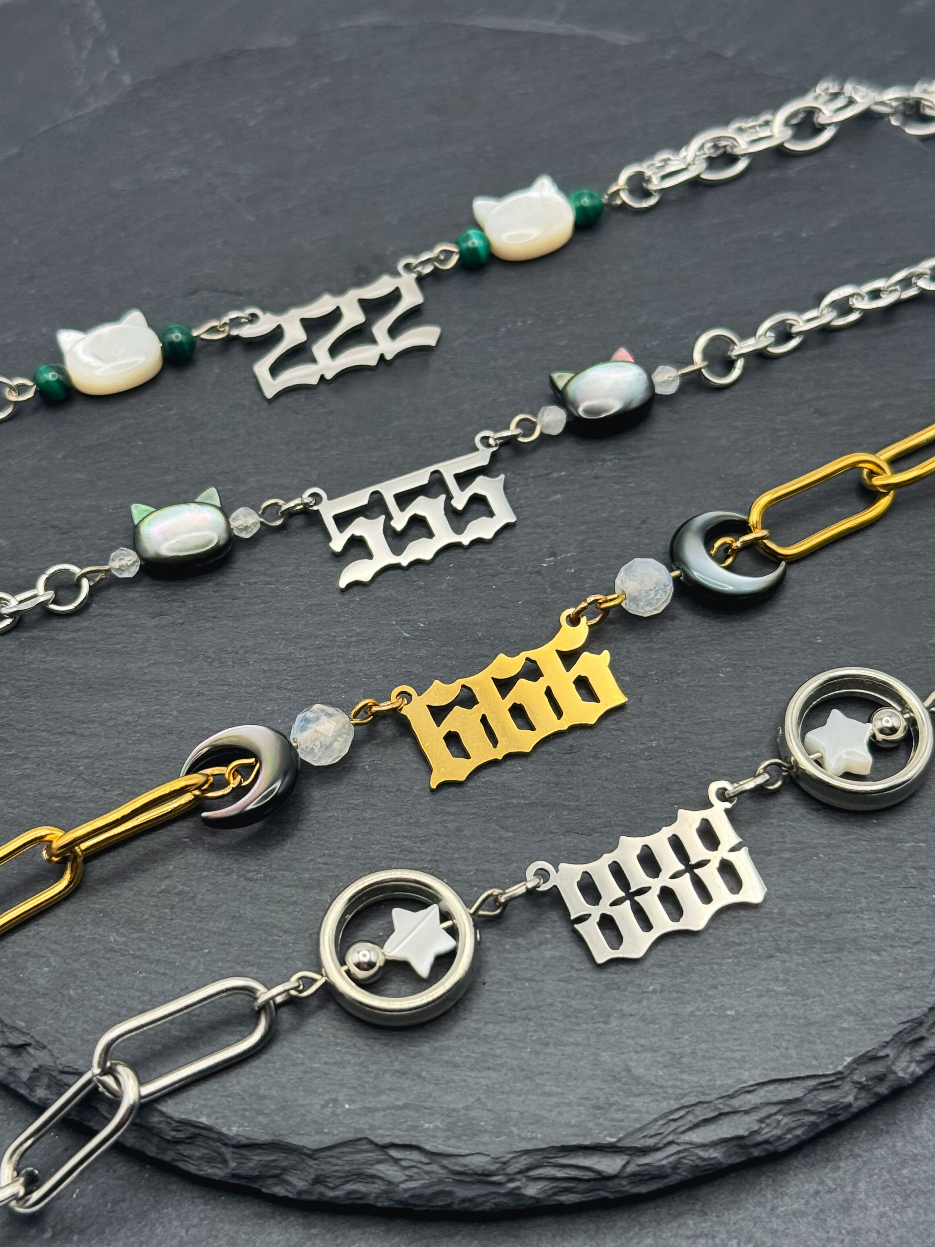 Various Mother of Pearl Charm Angel Number Chain