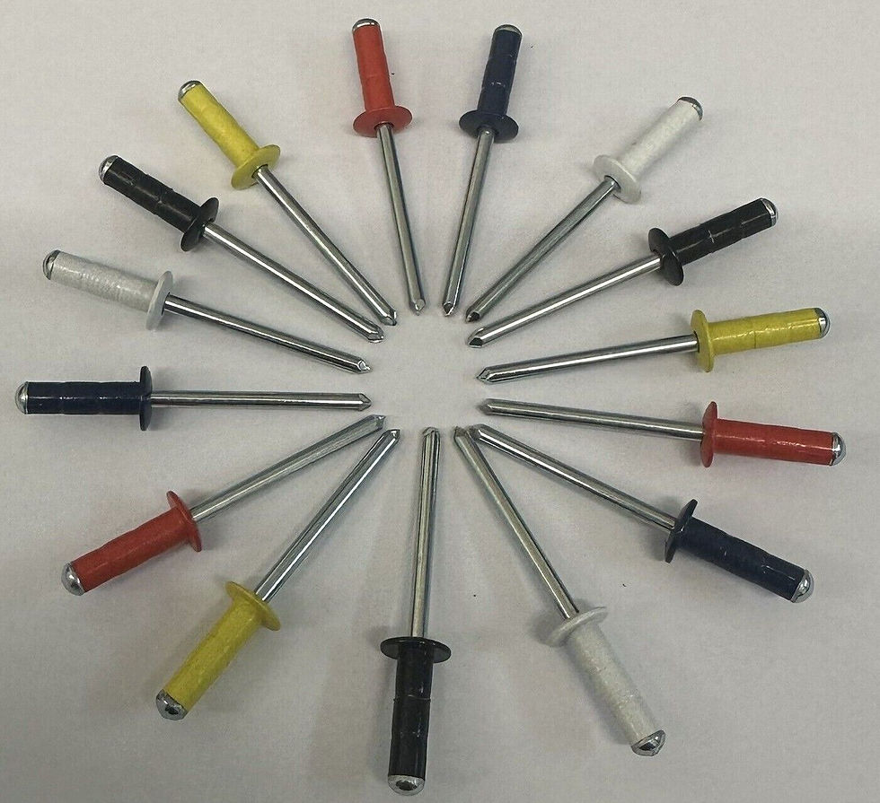 Coloured, Alu/Steel, Dome, 4.8 x 15mm, Multigrip, Pop Rivets.