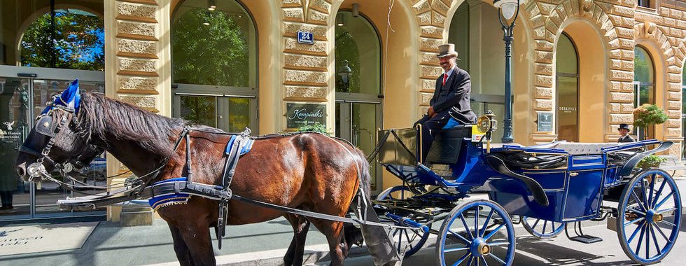 Für ein erlebnisreiches Sighseeing in Wien liegt ein Fiaker direkt vor der Tür.