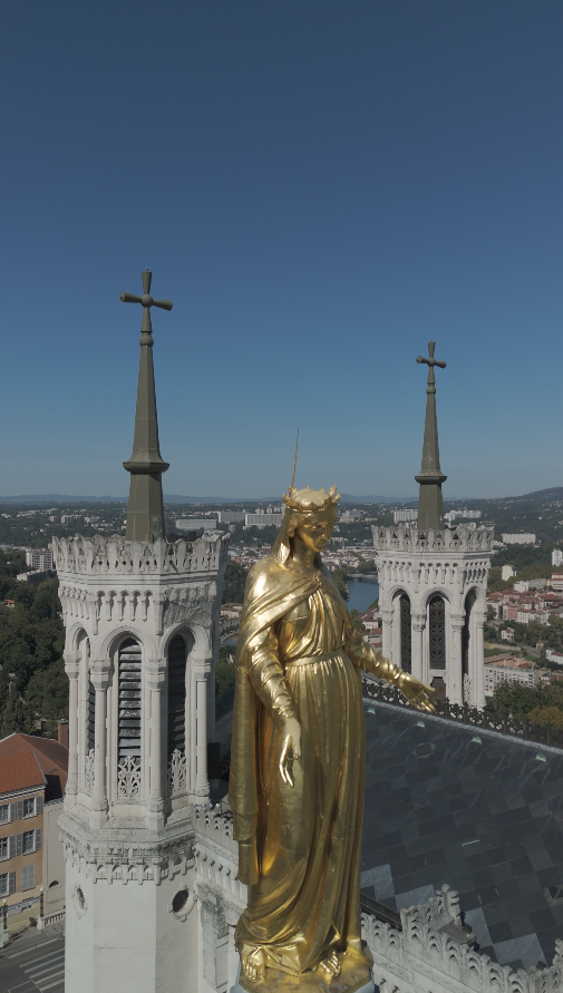 Golden Virgin Mary statue at Fourvière in Lyon.