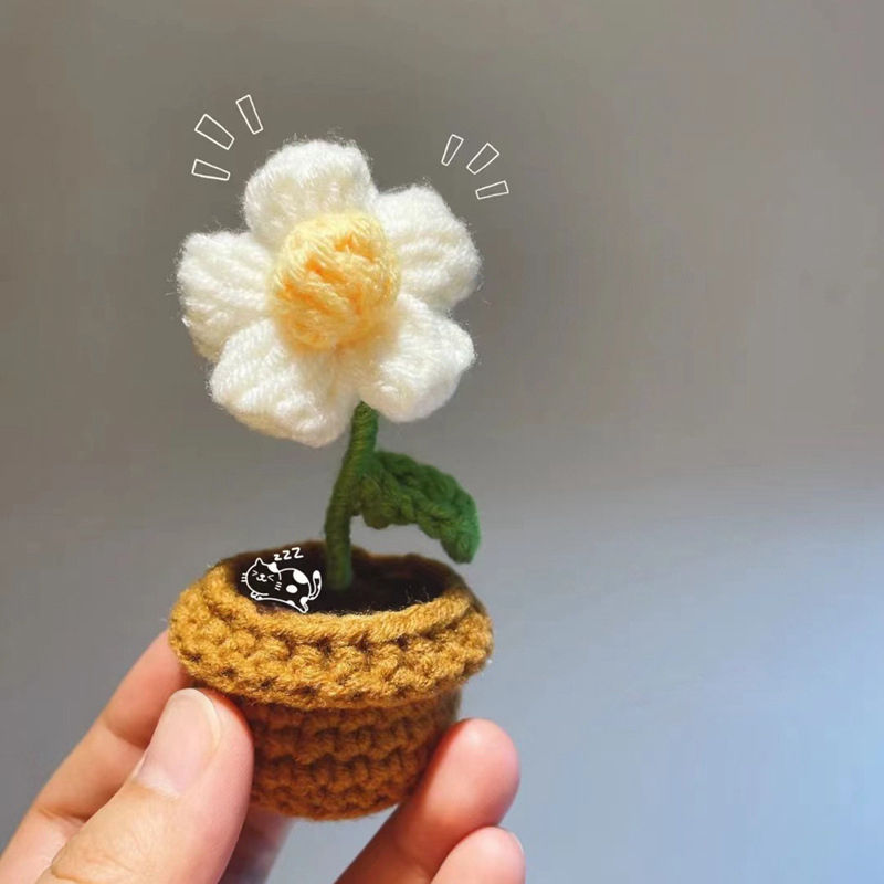 Miniature : 1/2/4 pièces de mini roses en pot tissées à la main, à décorer pour le bure