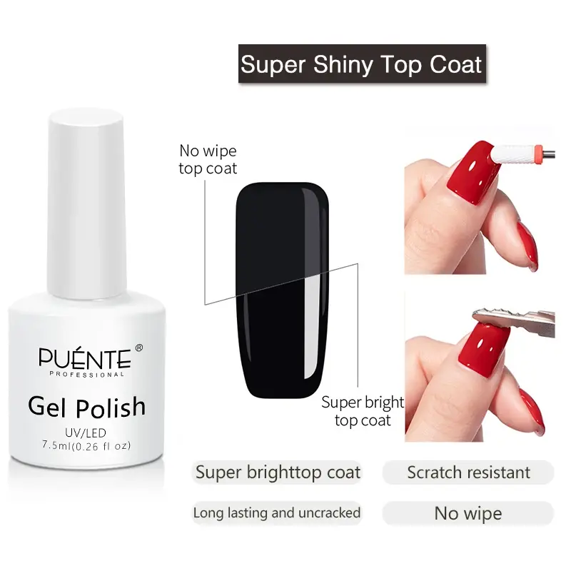 Miniature : PUENTE 18ML Vernis à ongles en gel blanc foncé noir pur à haute teneur en pigmen