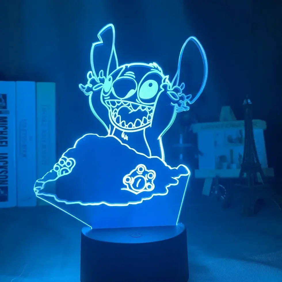 Miniature : Stitch Lilo 3D Optical Illusion LED Anime Figure Bedroom Decor Table Lamp 16 Col
