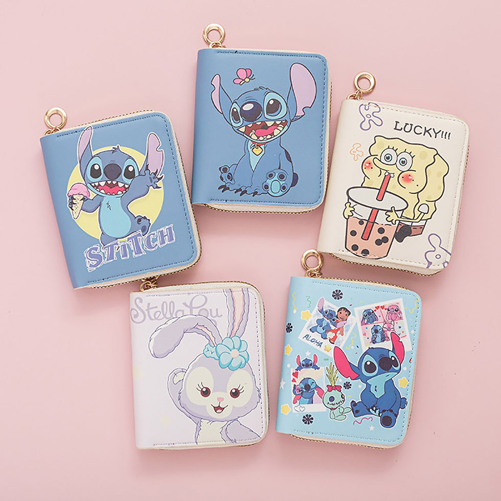 Miniature : Porte-monnaie Kawaii Stitch Anime, portefeuille à fermeture éclair