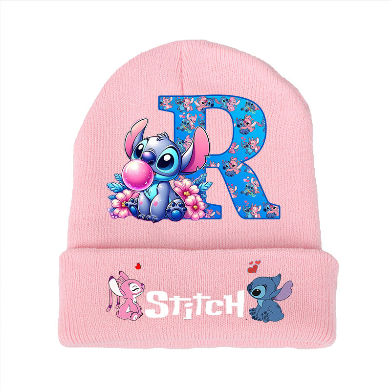 Miniature : Stitch Disney Boys Girls Knitted Hats Children Cartoon Letter Headgear Cotton Wi