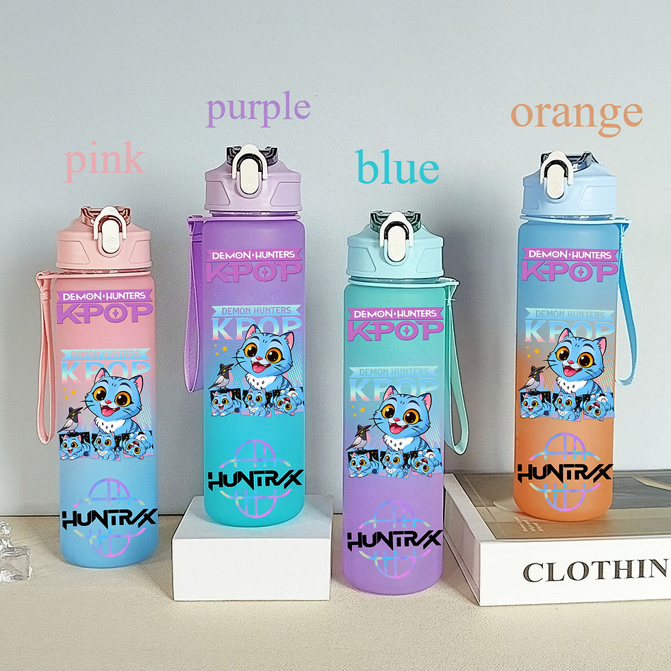 Miniature : 750ML K-pop Demon Hunters HUNTR X Rumi Mira Zoey Jinu Celine Kpop Plastic Water 