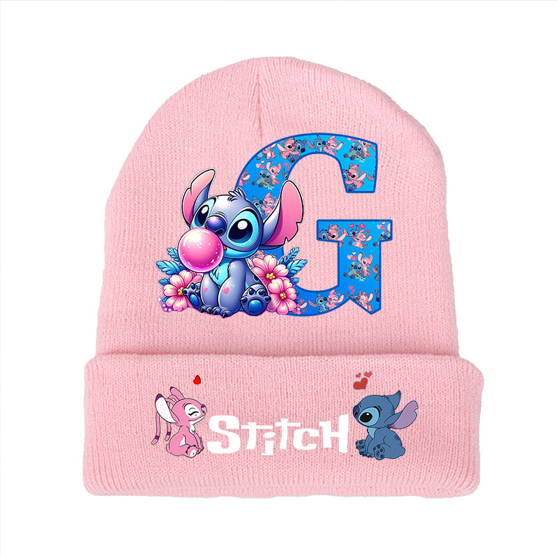 Miniature : Stitch Disney Boys Girls Knitted Hats Children Cartoon Letter Headgear Cotton Wi