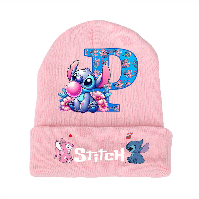 Miniature : Stitch Disney Boys Girls Knitted Hats Children Cartoon Letter Headgear Cotton Wi