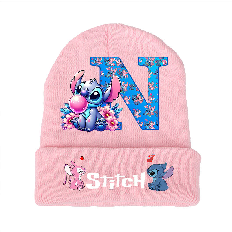 Miniature : Stitch Disney Boys Girls Knitted Hats Children Cartoon Letter Headgear Cotton Wi