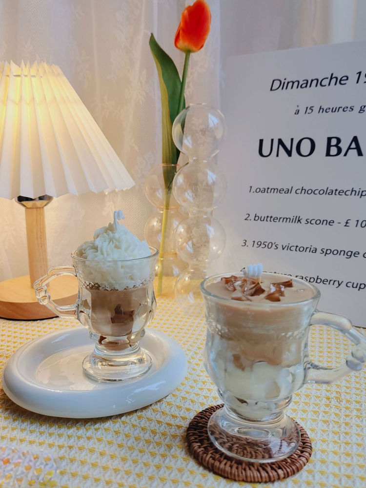 Miniature : Bougies parfumées à café au lait glacé, avec tasse en verre, ( livraison 30j)