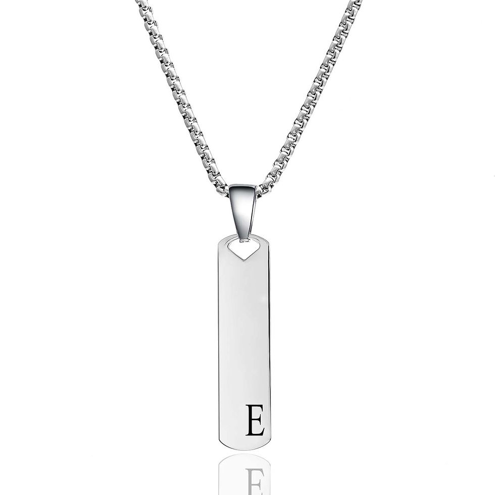 Miniature : Fashion Initial Bar Necklace for Men Women Exquisite Waterproof Stainless Steel 