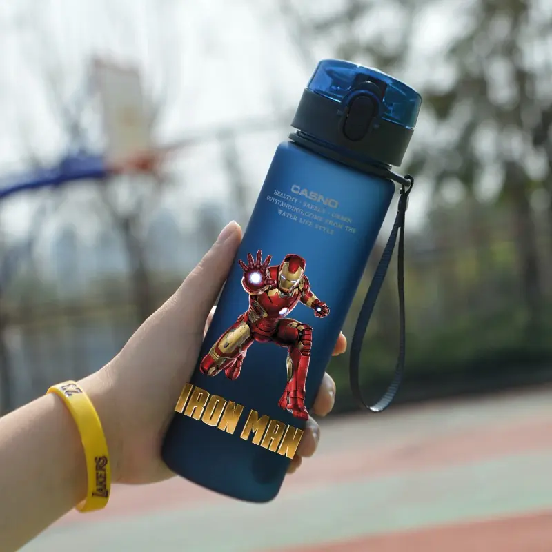 Miniature : 560ML Spiderman Water Cup Large Capacity Anime Cartoon Portable Plastic Water Bo