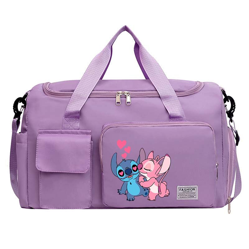 Miniature : Disney Stitch Cartoon Tote Travel Bag Large Capacity Clothes Storage Bags Gym Du