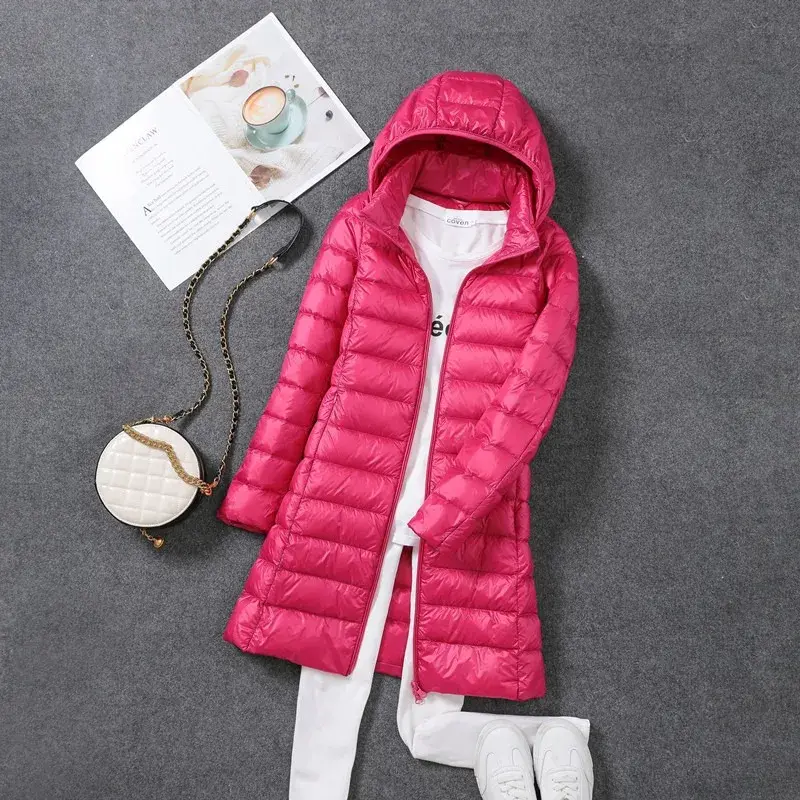 Miniature : Femmes Ultra Léger Packable Long Puffer Jacket Nouveau Automne Hiver Chaud