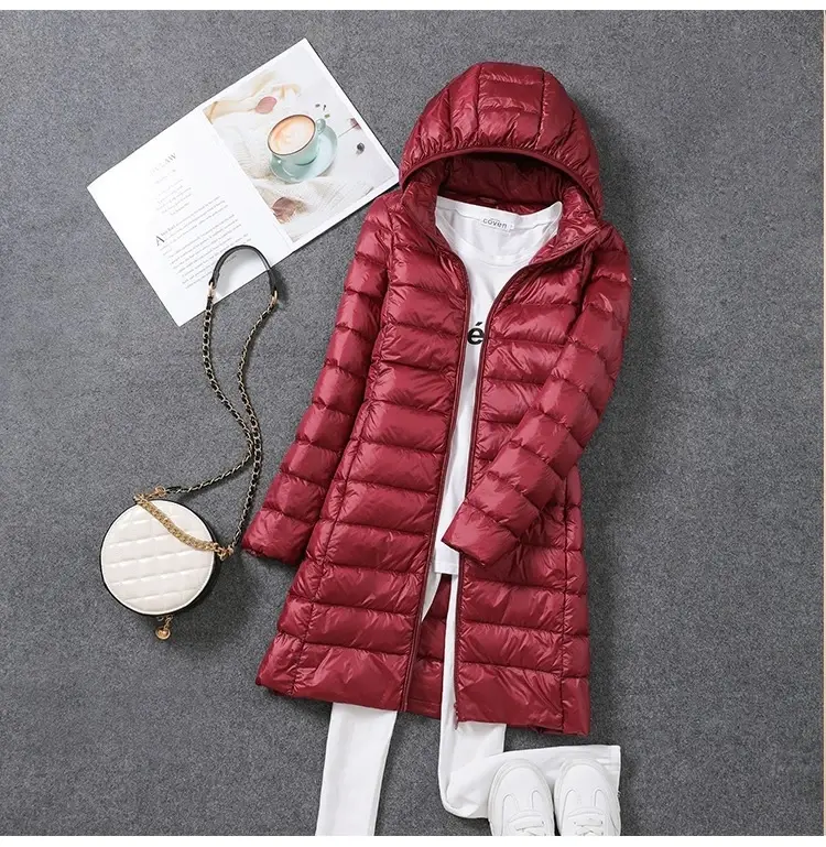 Miniature : Femmes Ultra Léger Packable Long Puffer Jacket Nouveau Automne Hiver Chaud