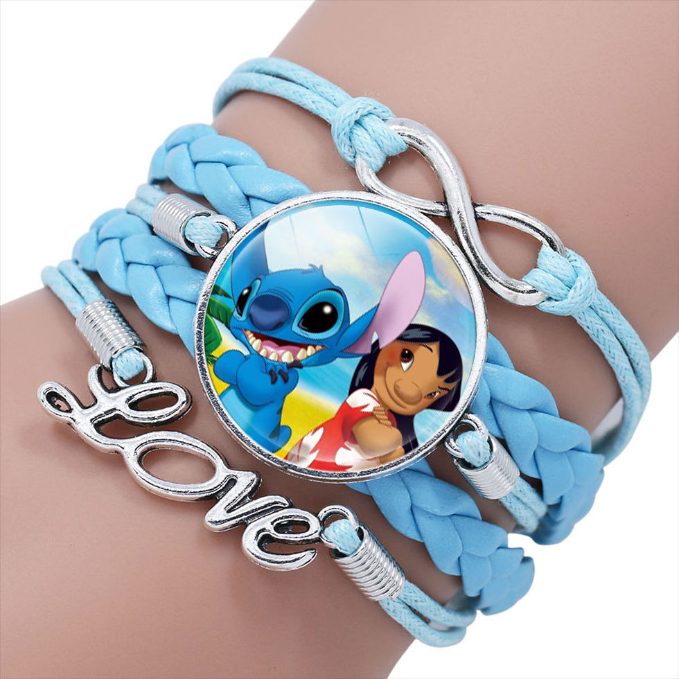 Miniature : Disney Stitch Bracelet Cartoon Lilo & Stitch Anime Figures Print Cute Wristand P