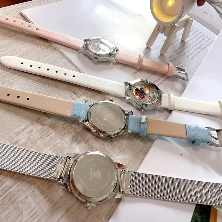 Miniature : Disney Stitch Diamond Embed Watch Quartz Watch Pu Steel Belt Watch Band Ladies F