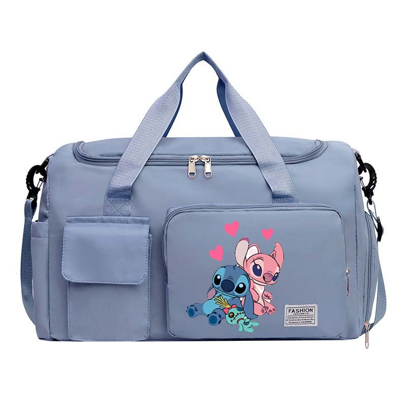 Miniature : Disney Stitch Cartoon Tote Travel Bag Large Capacity Clothes Storage Bags Gym Du