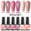 Miniature : 6PCS/SET Glitter Bright Pink Peach Gel Nail Polish Kit Spring Colorful S