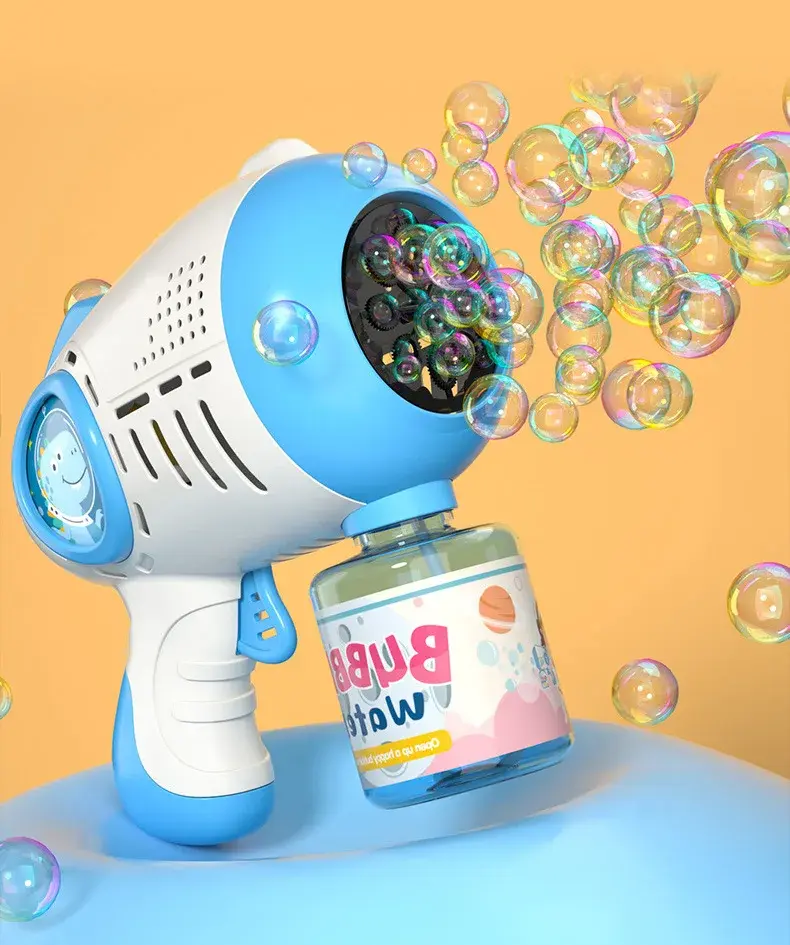 Miniature : Large Automatic Rocket Bubble Gun Dinosaur Big Holes Bubbles Machine Gun Launche
