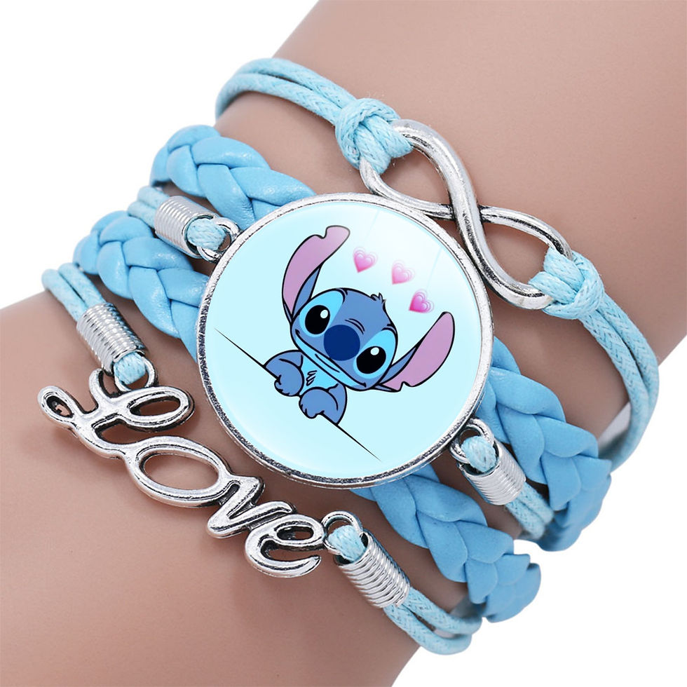 Miniature : Disney Stitch Bracelet Cartoon Lilo & Stitch Anime Figures Print Cute Wristand P