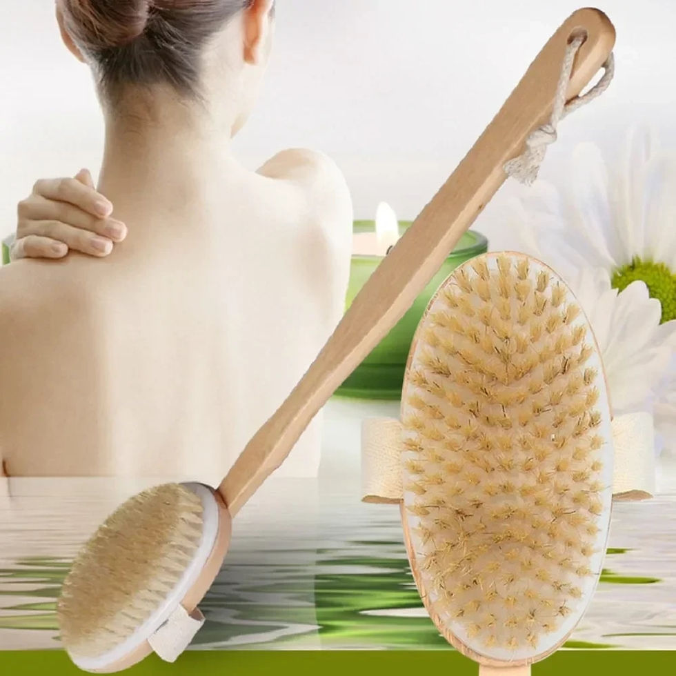 Miniature : Brosse de douche à Long manche détachable en bois,