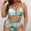 Miniature : Grande taille paquet dur Bikini imprimé cordon deux pièces maillot de bain 