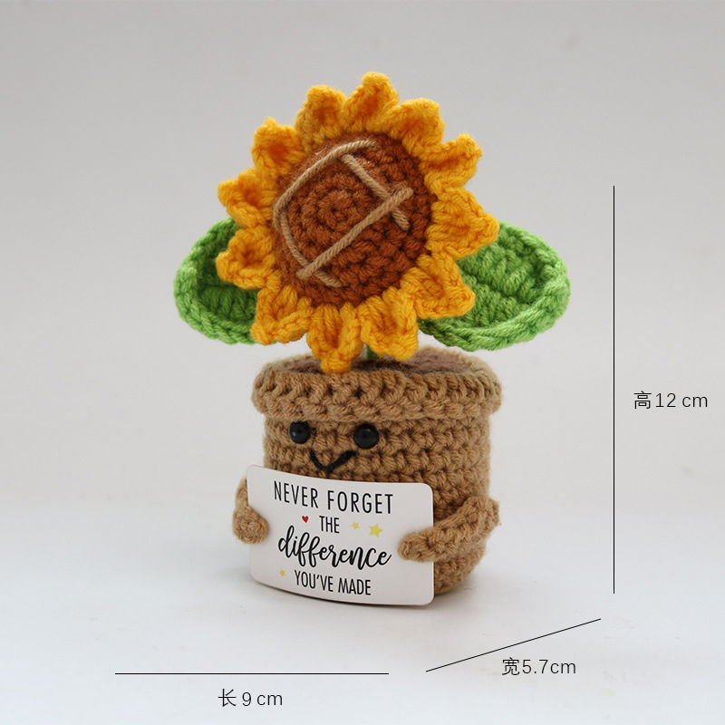 Miniature : Nouveau Crochet tournesol mignon tricot fleurs en pot cadeau de remise des dipl�