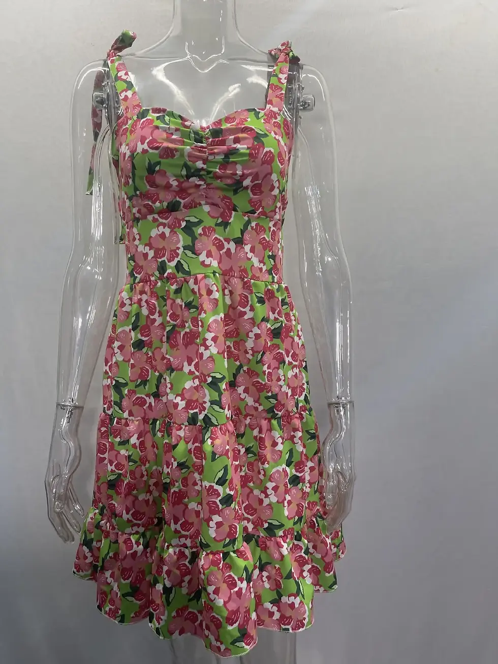 Miniature : Robe courte style Boho pour femmes, Mini robe à imprimé Floral, sans manches