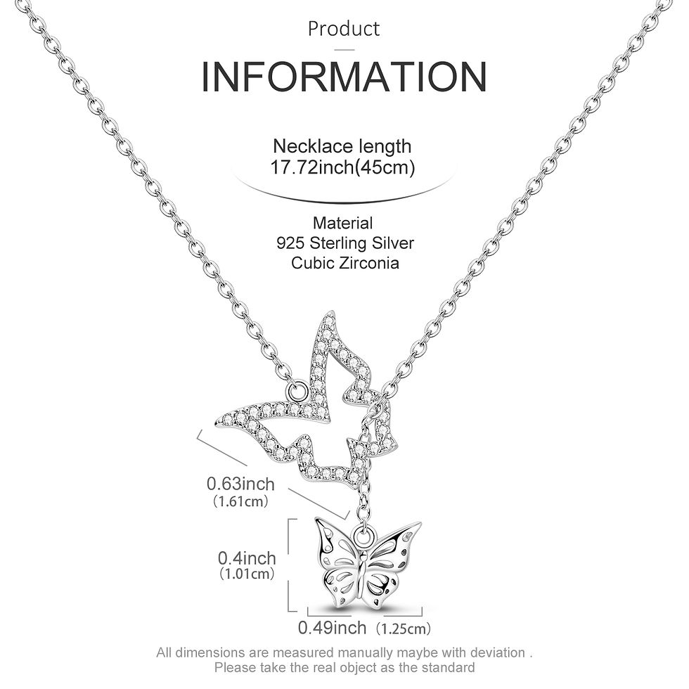 Miniature : 2025 New 925 Sterling Silver Necklace Zircon Heart Butterfly Simple Necklaces Fo
