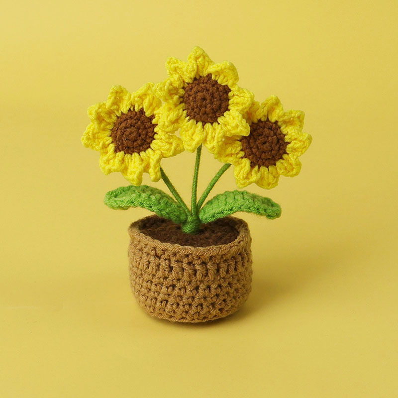 Miniature : Nouveau Crochet tournesol mignon tricot fleurs en pot cadeau de remise des dipl�