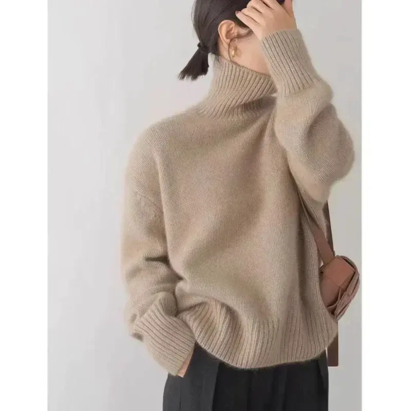 Miniature : Automne et hiver Nouveau pull en cachemire épais Sweat à col haut pour femm