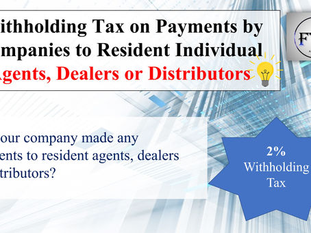 Withholding tax - Payments by Companies to Resident Individual Agents, Dealers or Distributors