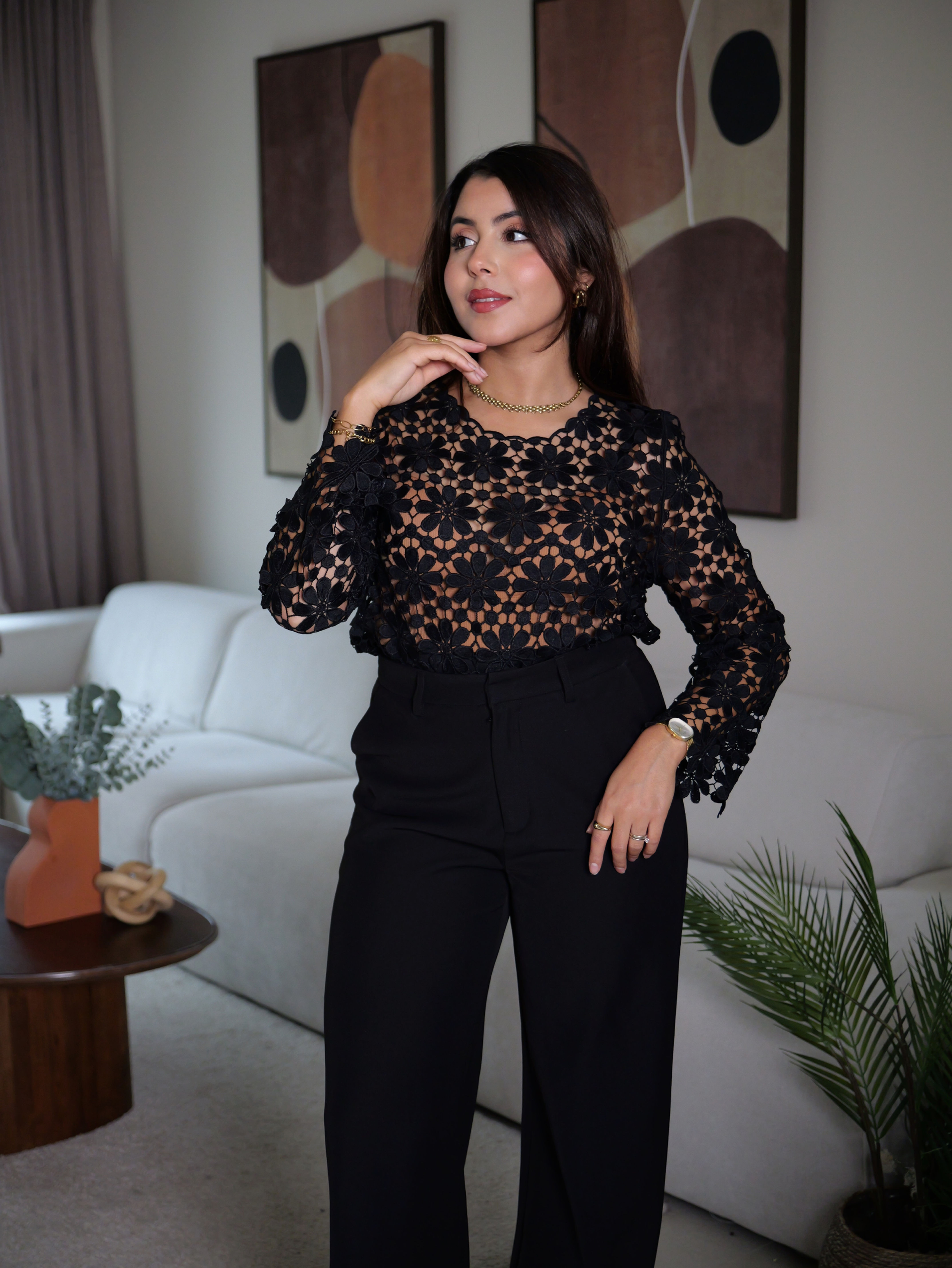 Top en dentelle florale