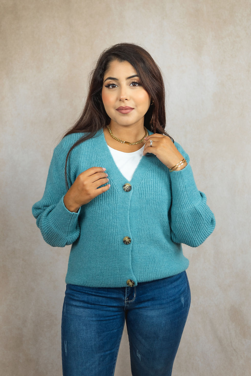 Gilet en laine turquois