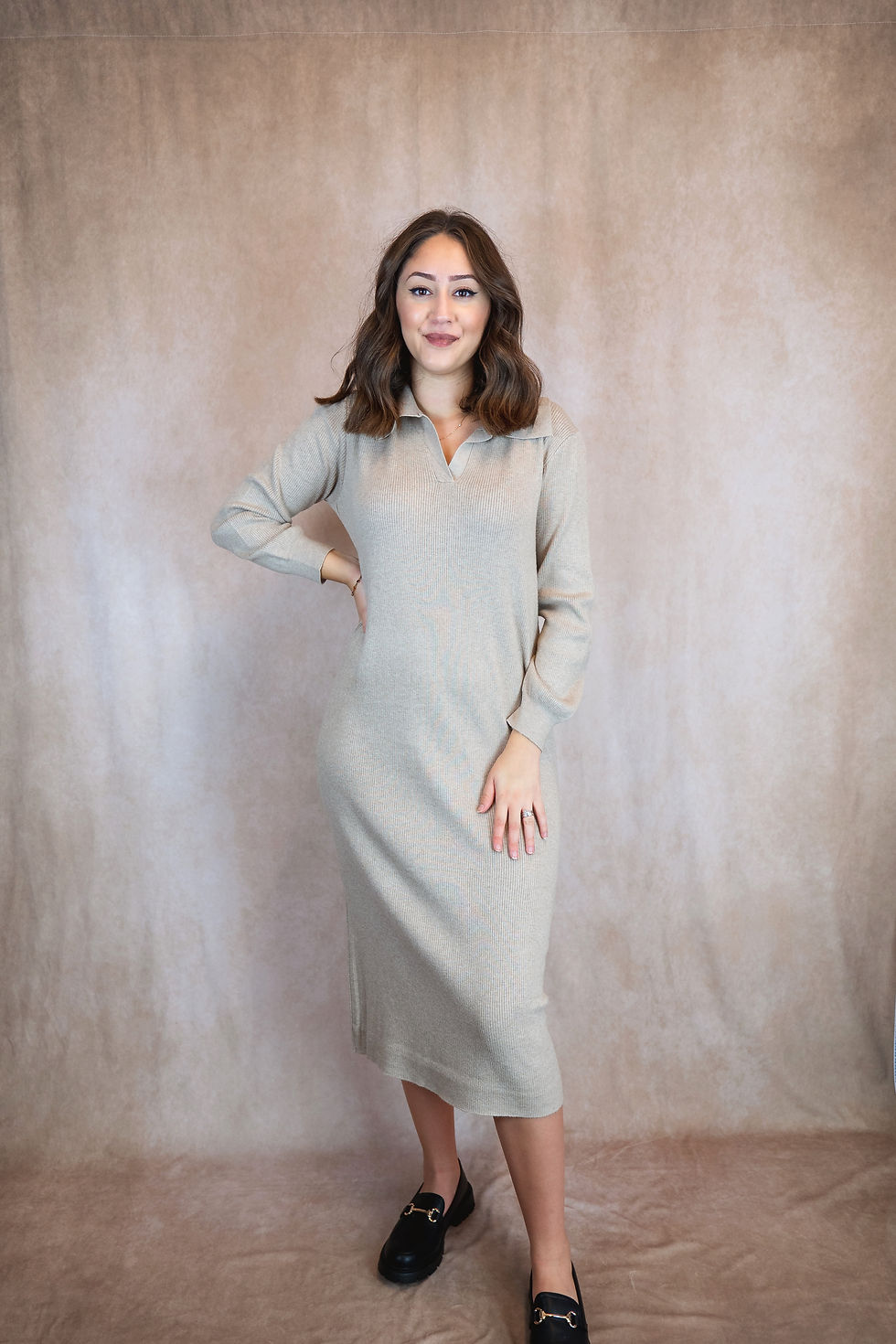Robe en maille beige