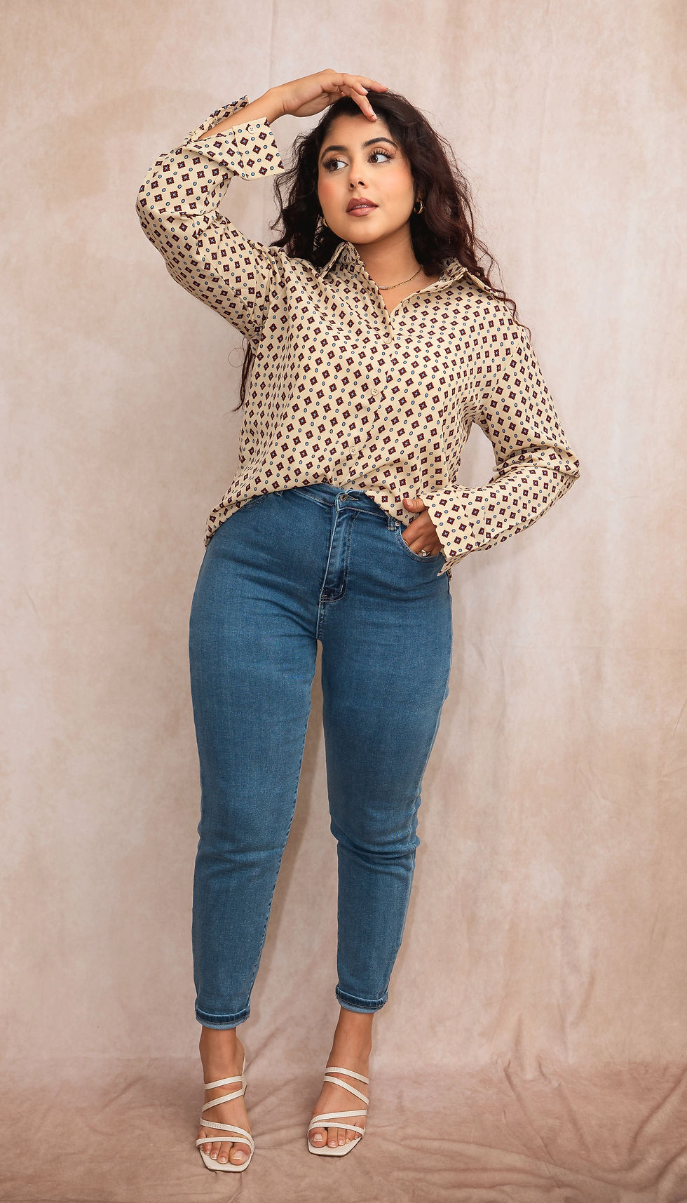 Jean mom fit bleu taille haute