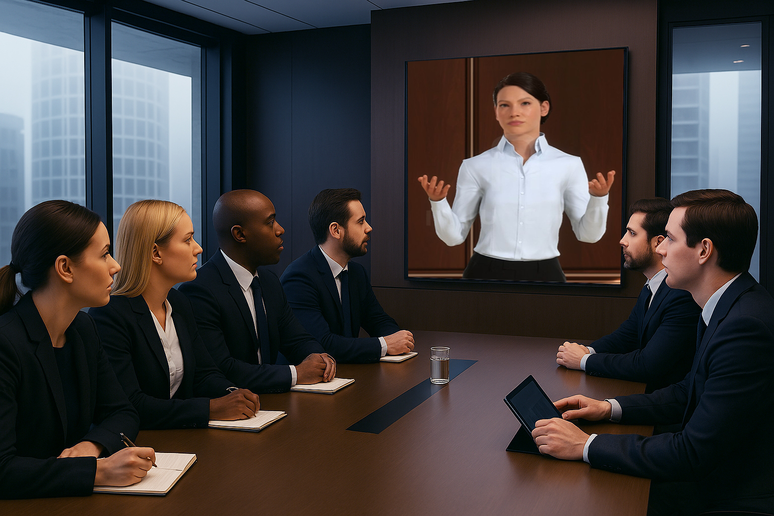 Professional using conversational AI during a workplace learning session