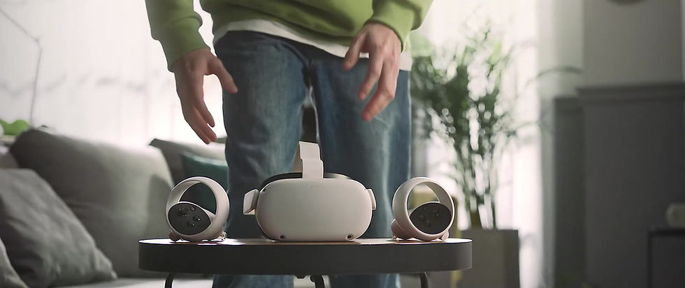Person preparing a virtual reality experience for immersive brand engagement