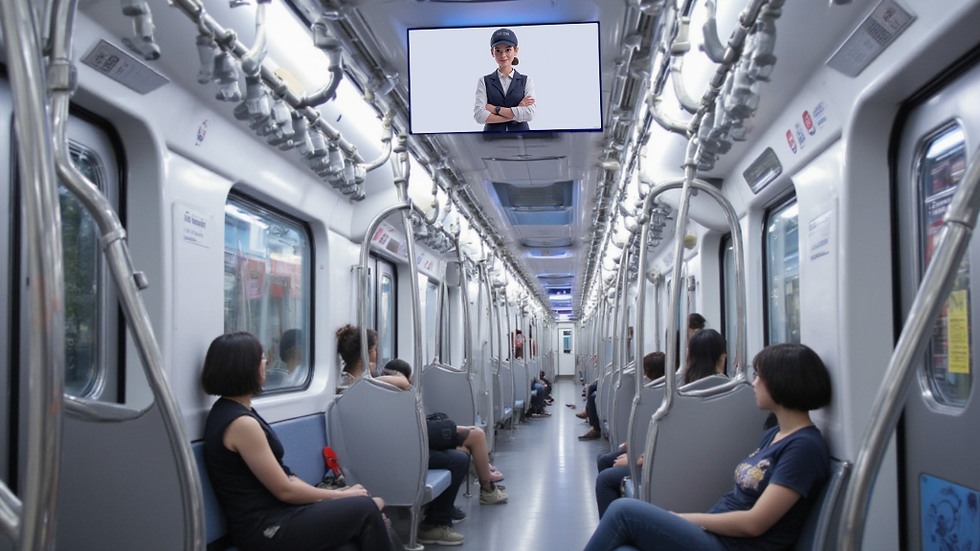 Train interior display and passenger environment for mobility simulation testing