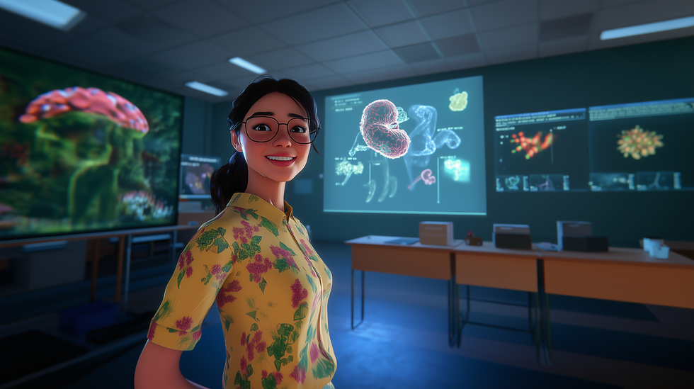 Learner exploring an immersive AI-supported education experience