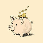 piggy bank with coins going in - brown, beige and neutral tones.jpg